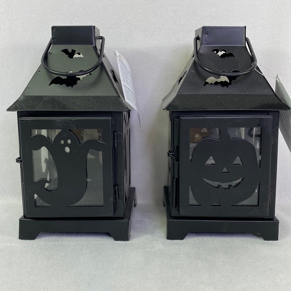 Other - Halloween Lantern Tea Candle Black Mini Metal Glass Hanging Light